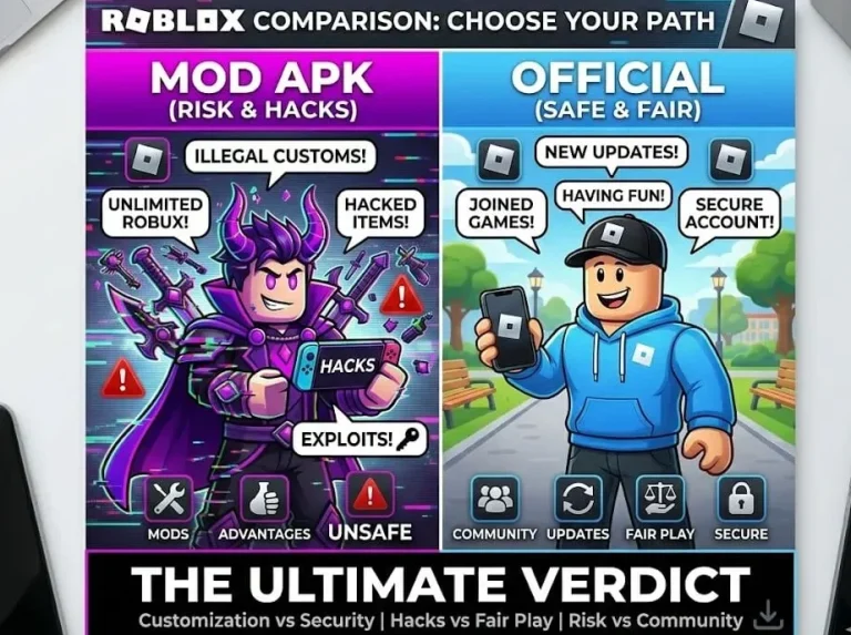 Roblox Mod APK vs Official: Complete Comparison, Risks, and Key Differences 2026